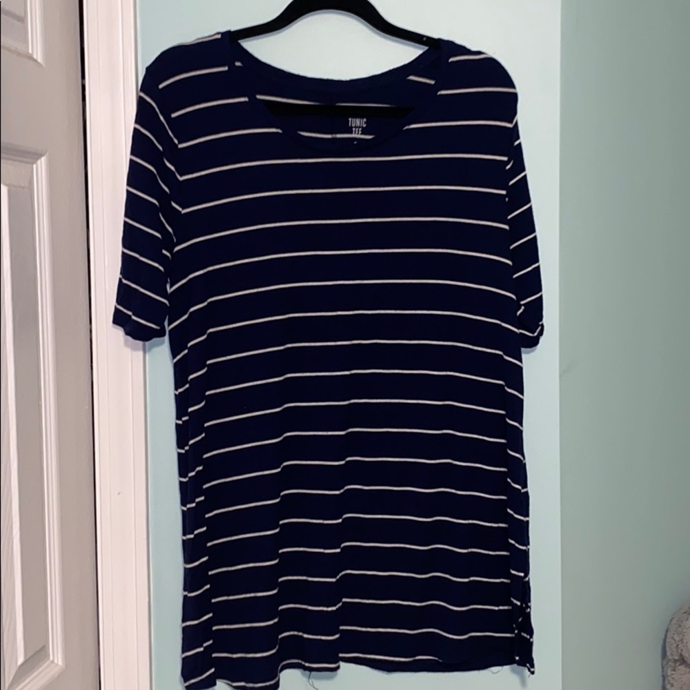 Navy Blue and white striped tunic